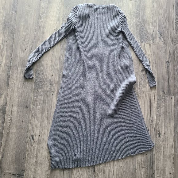 Midi Ribbed Tie-Neck Cardigan - Picture 6 of 7